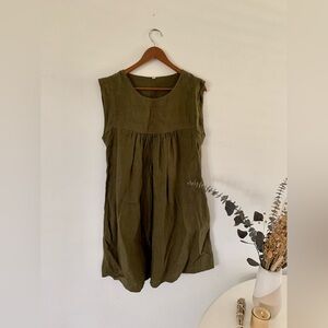 Green linen dress